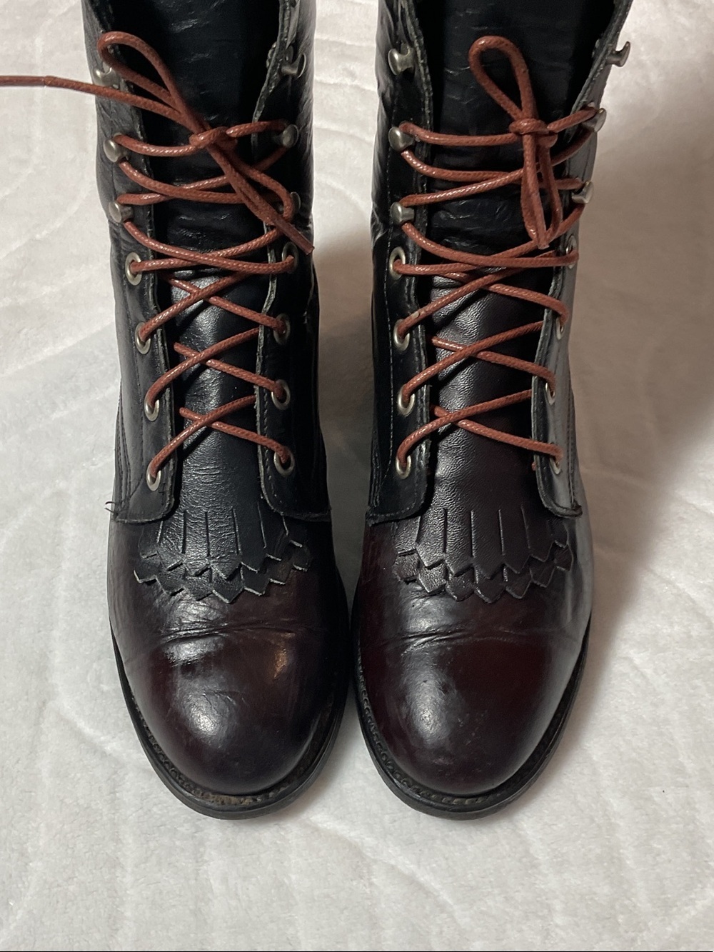 Vintage two tone leather boots